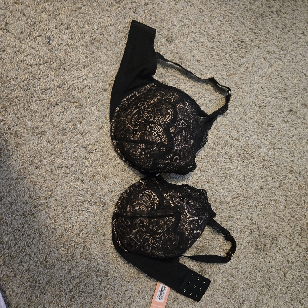 ThirdLove Black Lace Contour Plunge Bra  Underwire Nwt 36g
